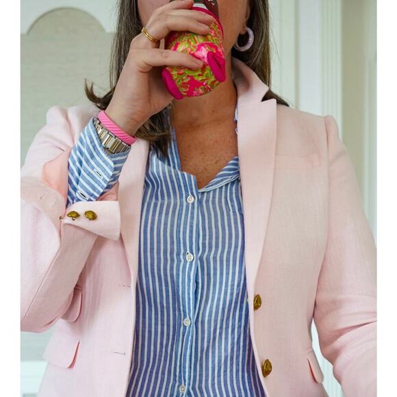 J. Crew Dalton Blazer Size 8T Light Pink Linen Cotton Tall Old Money Yacht Club - Picture 3 of 12